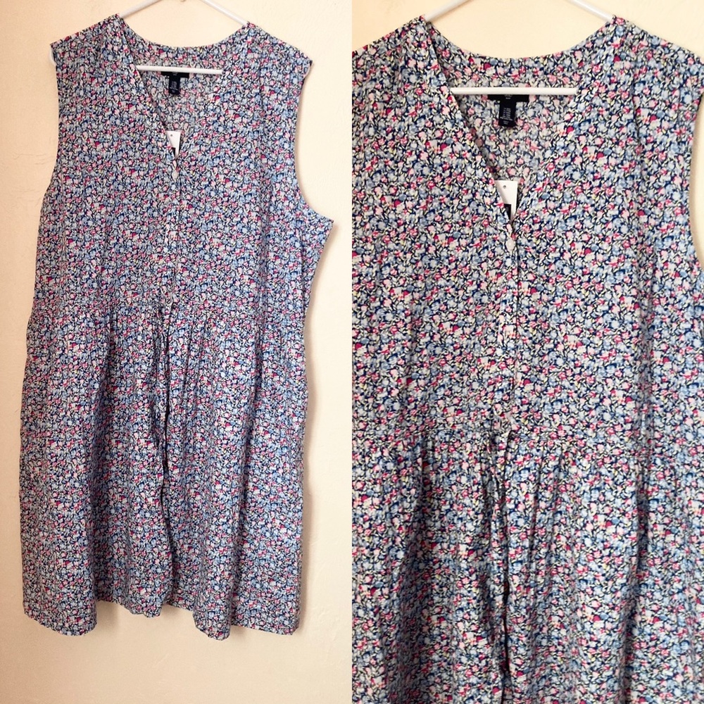 GAP Floral Midi Dress - Blue and Pink